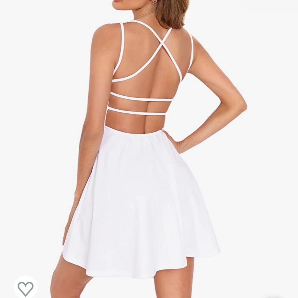 Verdusa Women's Sleeveless Crisscross Backless Deep V Neck Swing Skater Dress